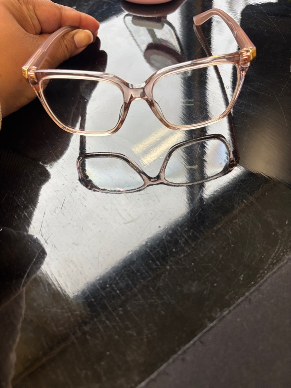 Jimmy Choo Translucent Light Pink Cat-Eye Glasses - Picture 3 of 8
